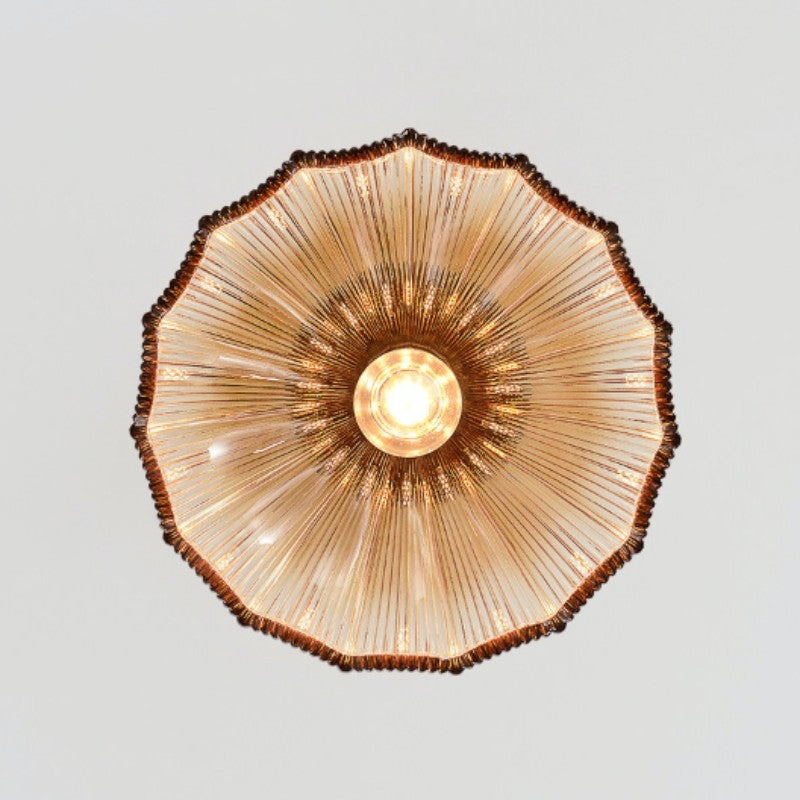 Ribbed Glass Semi Flush Mount Ceiling Light