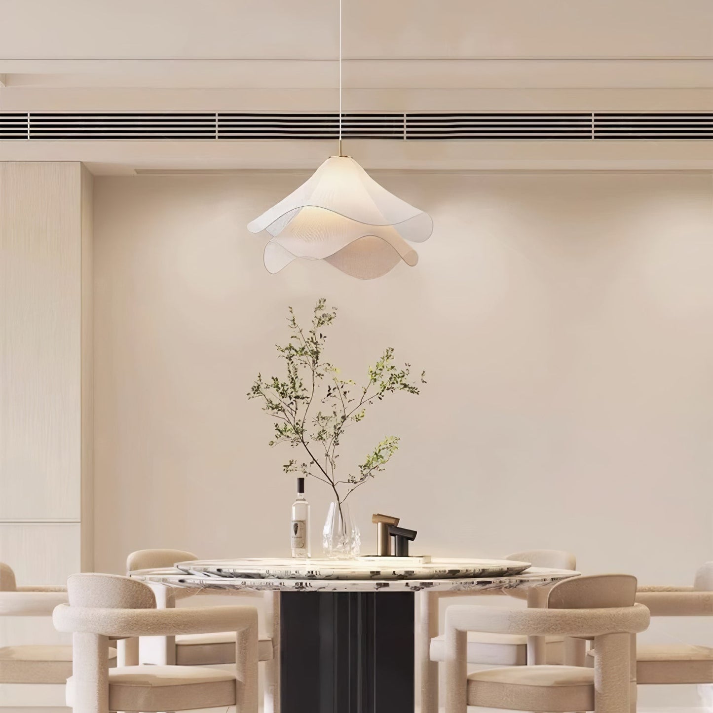 Ethereal Bloom Pleated Fabric Pendant Light for Dining and Living Rooms