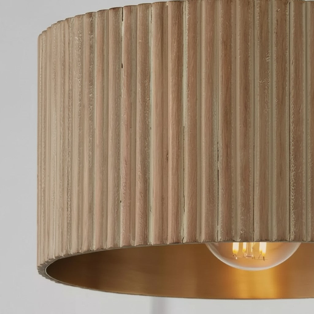 Flutera Fluted Drum Ceiling Light – Farmhouse Textured Flush Mount Lighting for Living and Bedroom