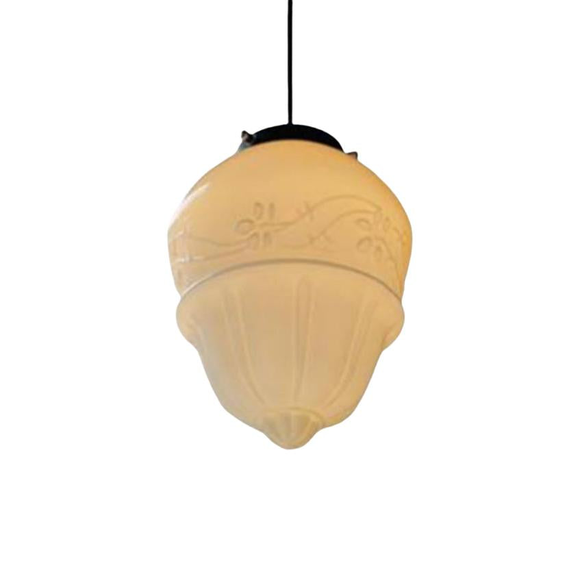 Art Deco Schulhaus Milchglas Pendelleuchte 1 Flammig