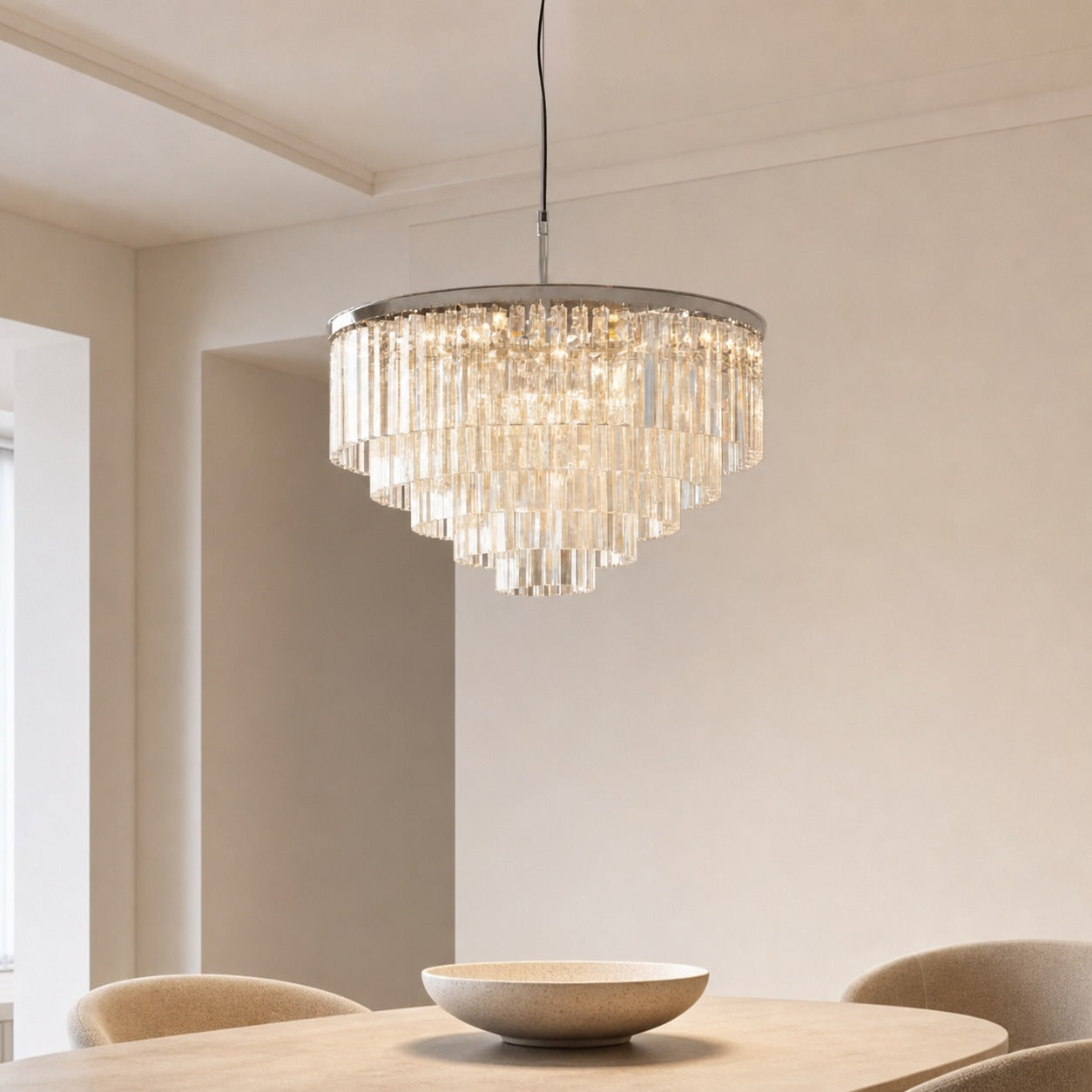 Aurevon Crystal Prism Metal Frame Modern Ceiling Chandelier for Home and Hotel