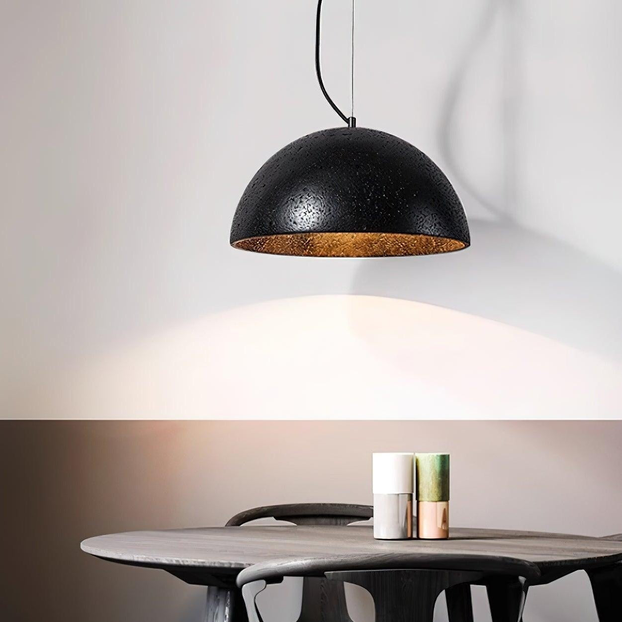 Modern Minimalist Travertine Hemisphere Pendant Lamp