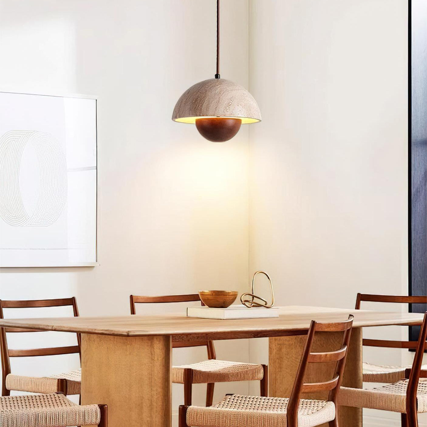 Wabi-Sabi Travertine Flower Bud Pendant Lamp
