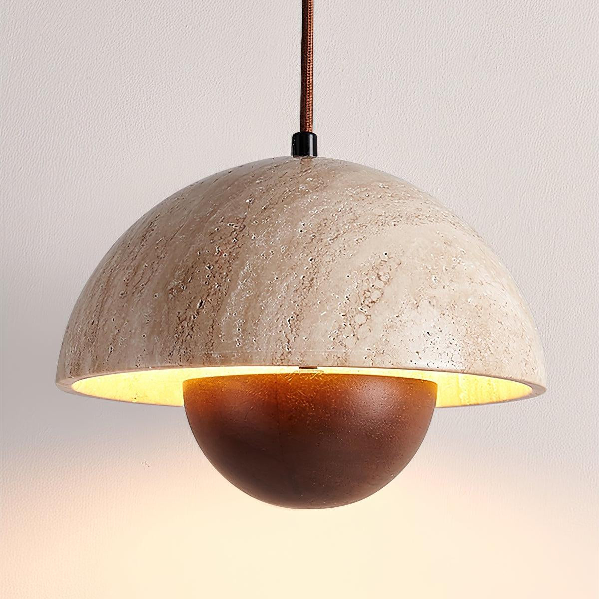 Wabi-Sabi Travertine Flower Bud Pendant Lamp