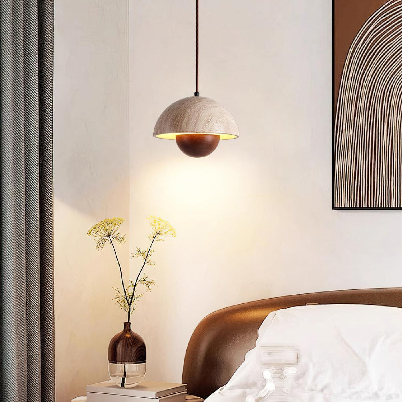 Wabi-Sabi Travertine Flower Bud Pendant Lamp