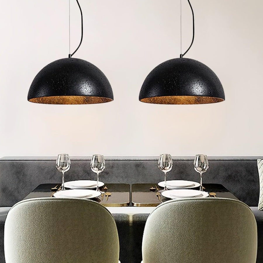 Modern Minimalist Travertine Hemisphere Pendant Lamp