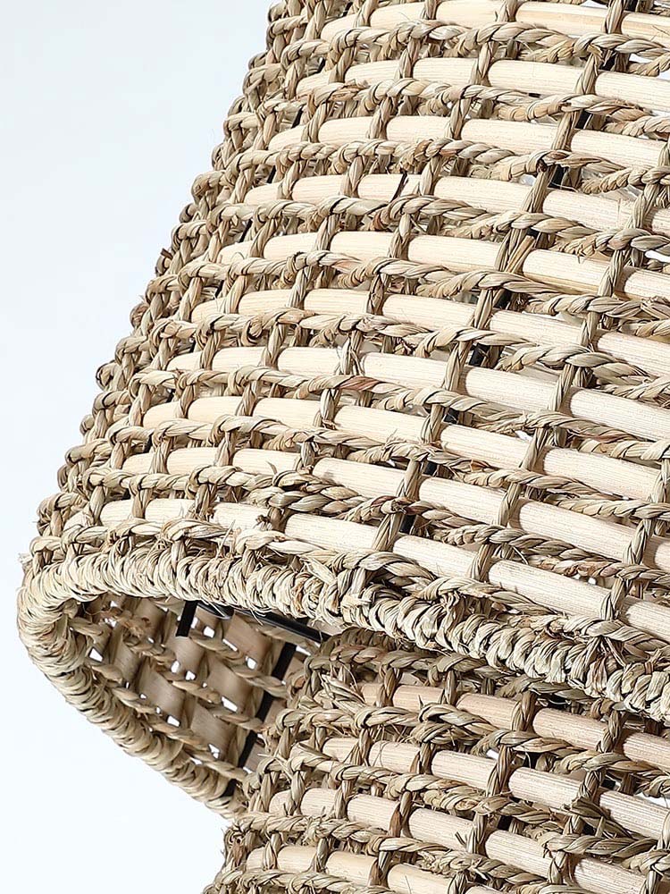 Natürliche Rattan Doppeltrommel Pendelleuchte für Schlafzimmer