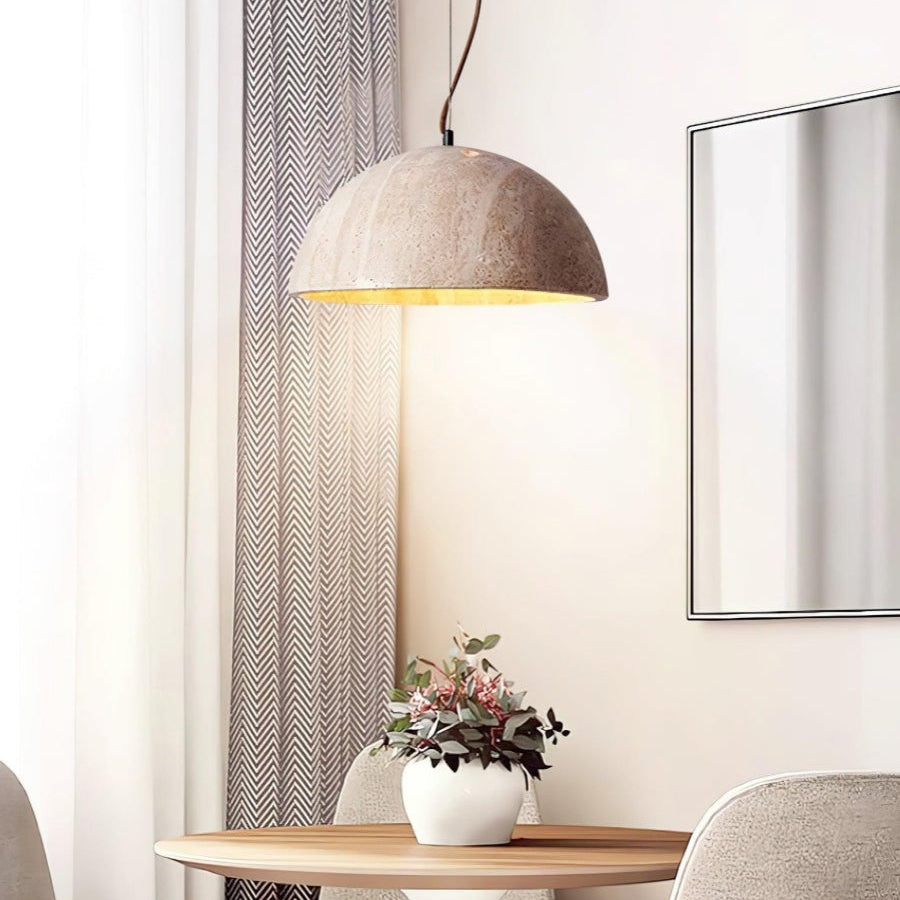 Modern Minimalist Travertine Hemisphere Pendant Lamp