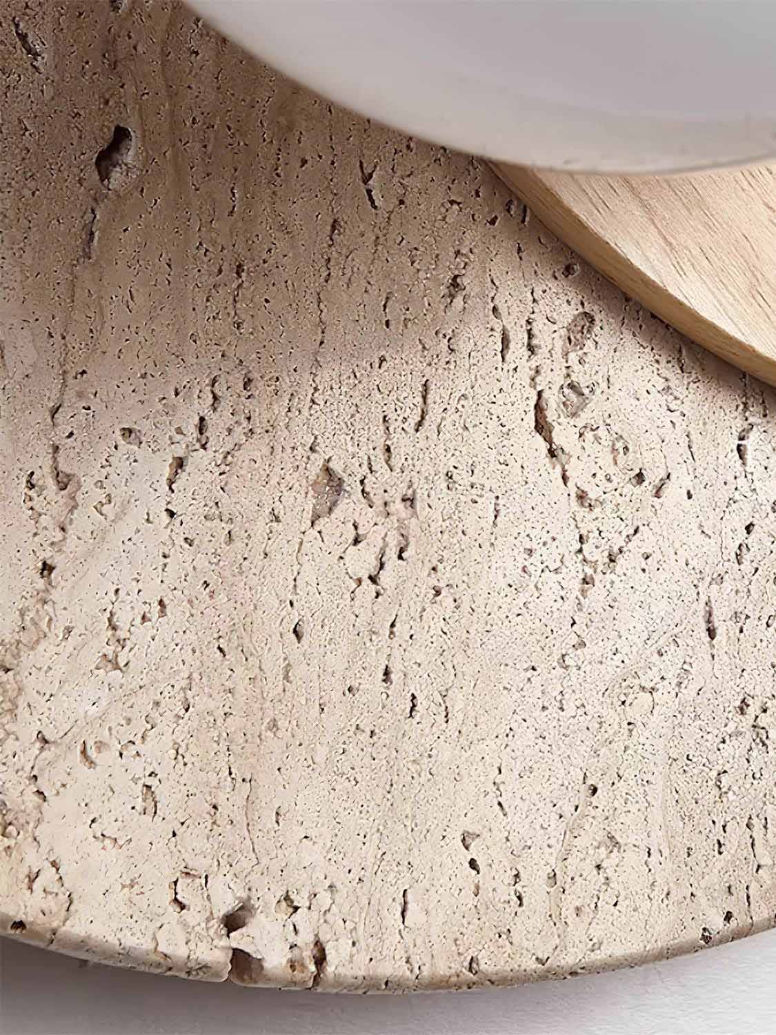 Wabi Sabi Style Travertine Wood Round Wall Lamp