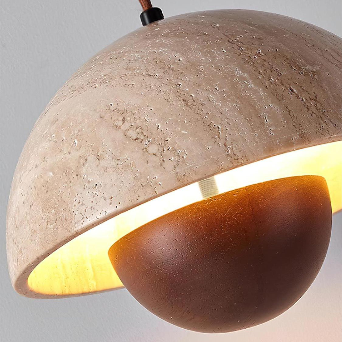 Wabi-Sabi Travertine Flower Bud Pendant Lamp