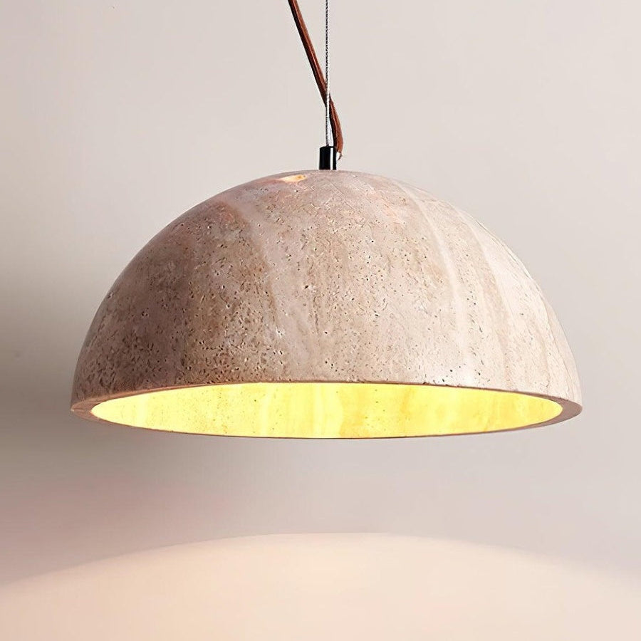 Modern Minimalist Travertine Hemisphere Pendant Lamp