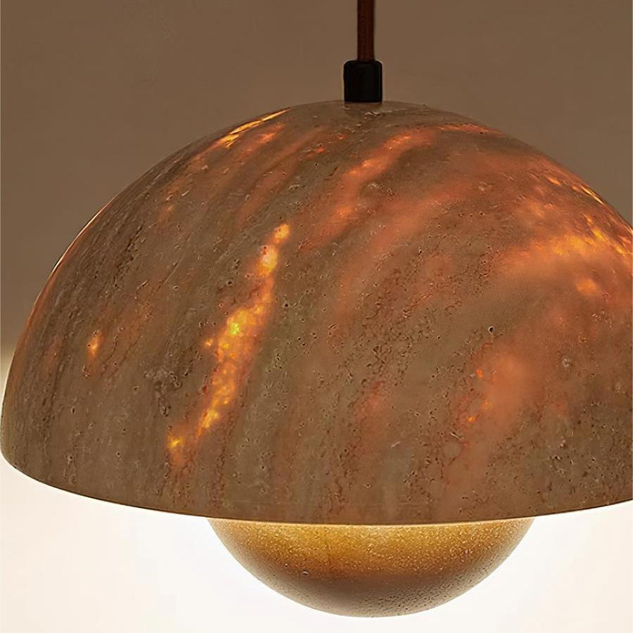 Wabi-Sabi Travertine Flower Bud Pendant Lamp