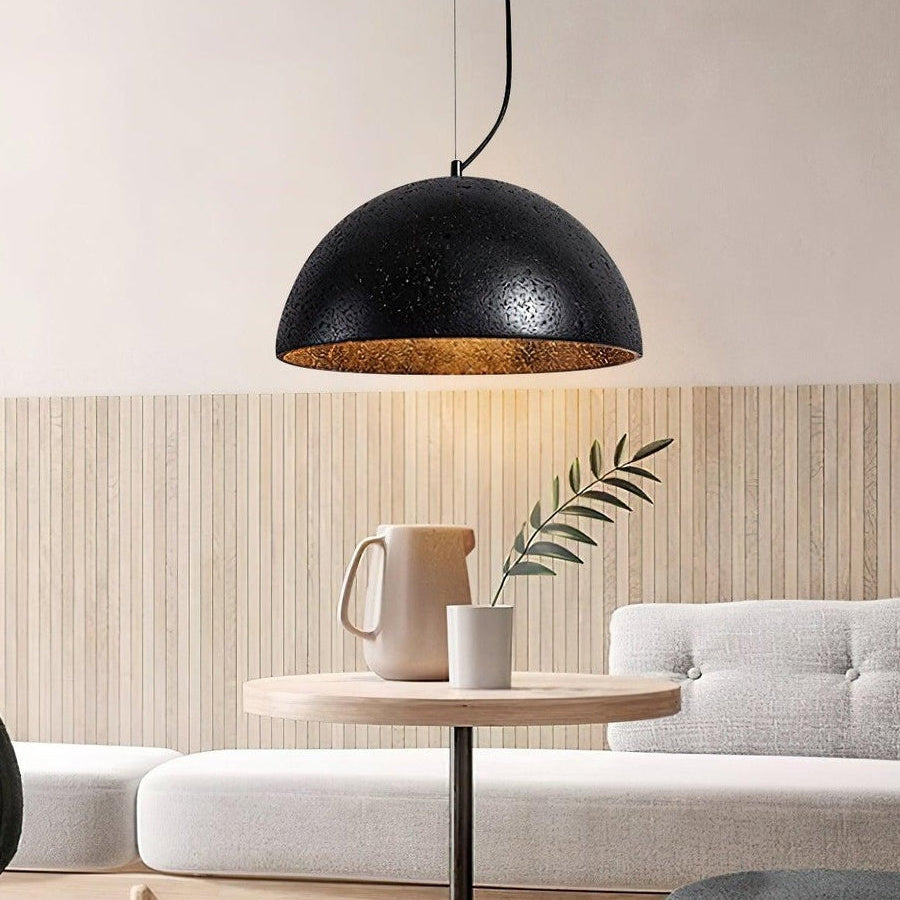 Modern Minimalist Travertine Hemisphere Pendant Lamp