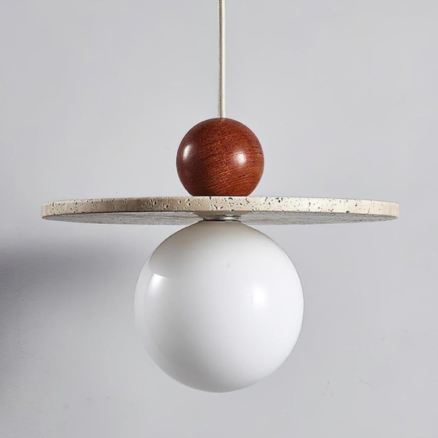 Cream Style Flying Disc Travertine Pendant Lamp