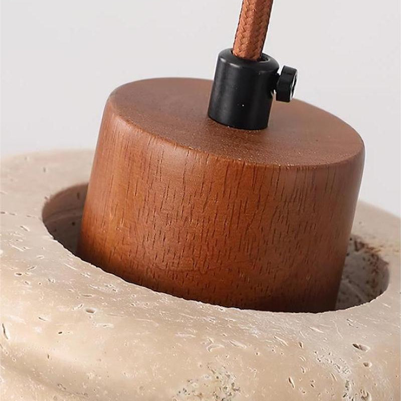 Wabi-Sabi Ripple Travertine Pendant Lamp for Bedroom Cafeteria