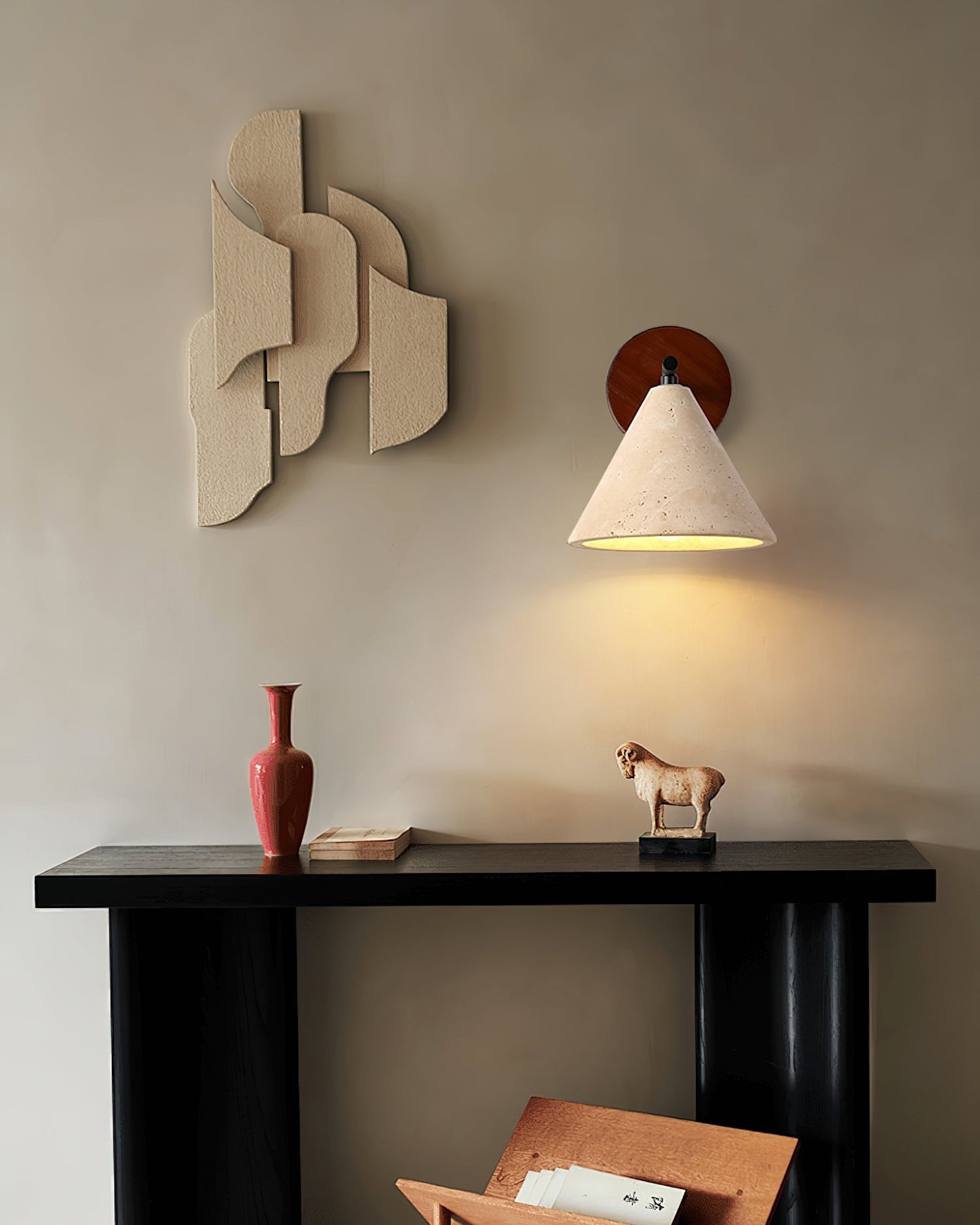 Vintage Cone Travertine Wall Lamp with E26 or E27 Socket