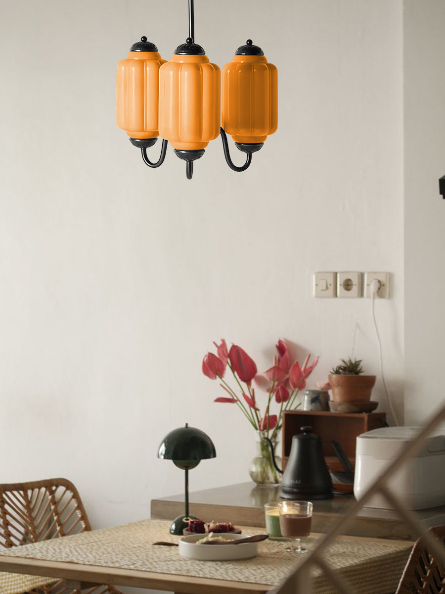 Vintage Eloise Glas Kronleuchter 3 Flammig
