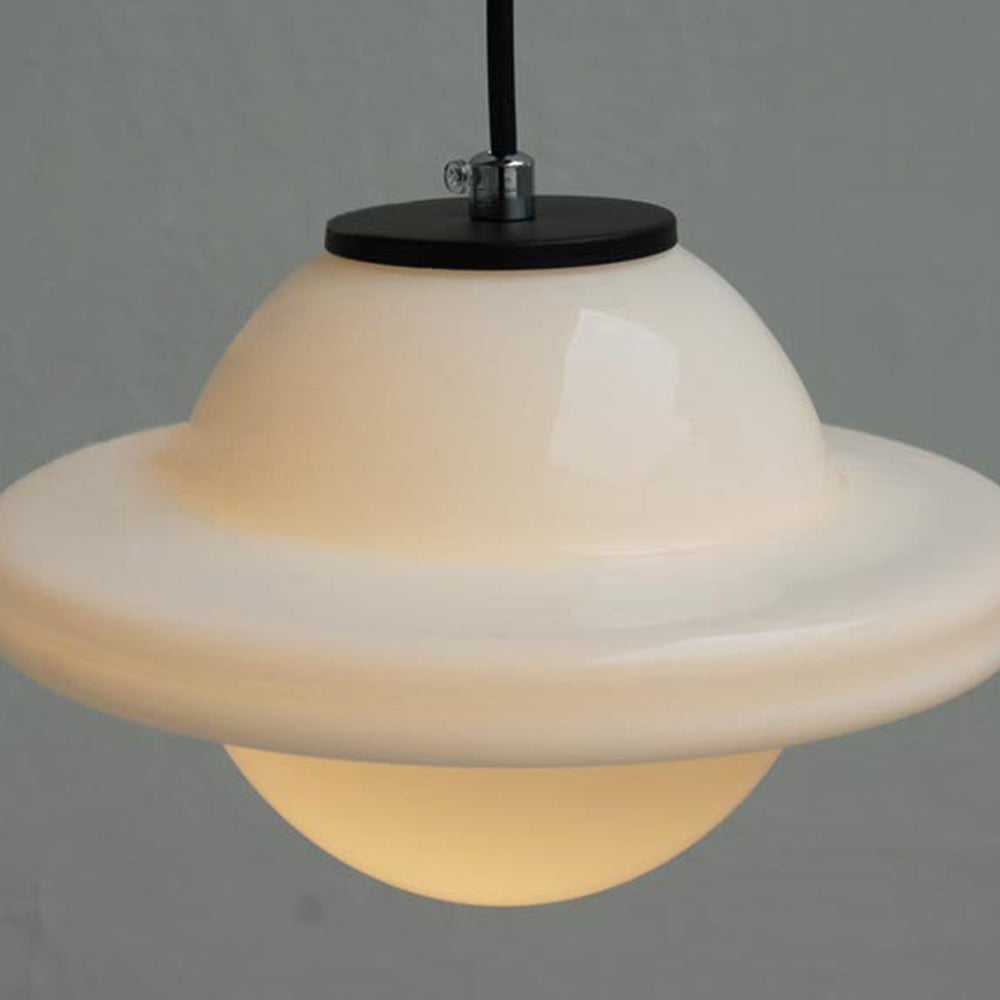 Art Deco Schulhaus Milchglas Pendelleuchte 1 Flammig