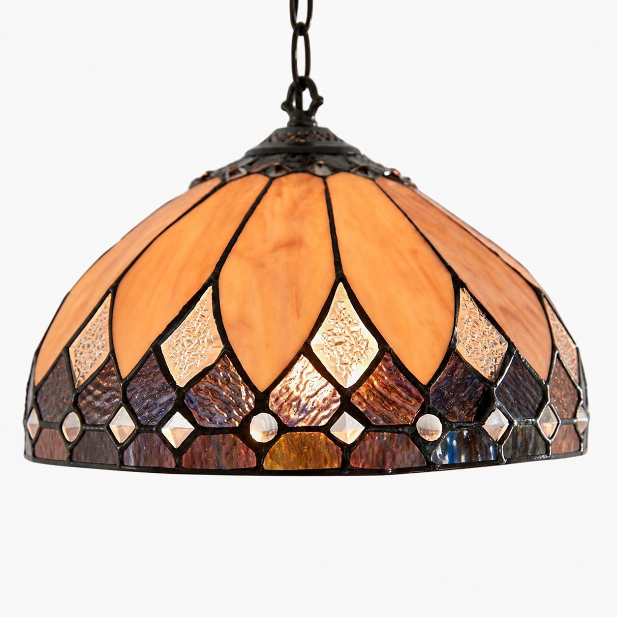 TF Brooklyn Pendelleuchte – Pendelleuchte im geometrischen Buntglas-Art-Deco-Stil für Esszimmer