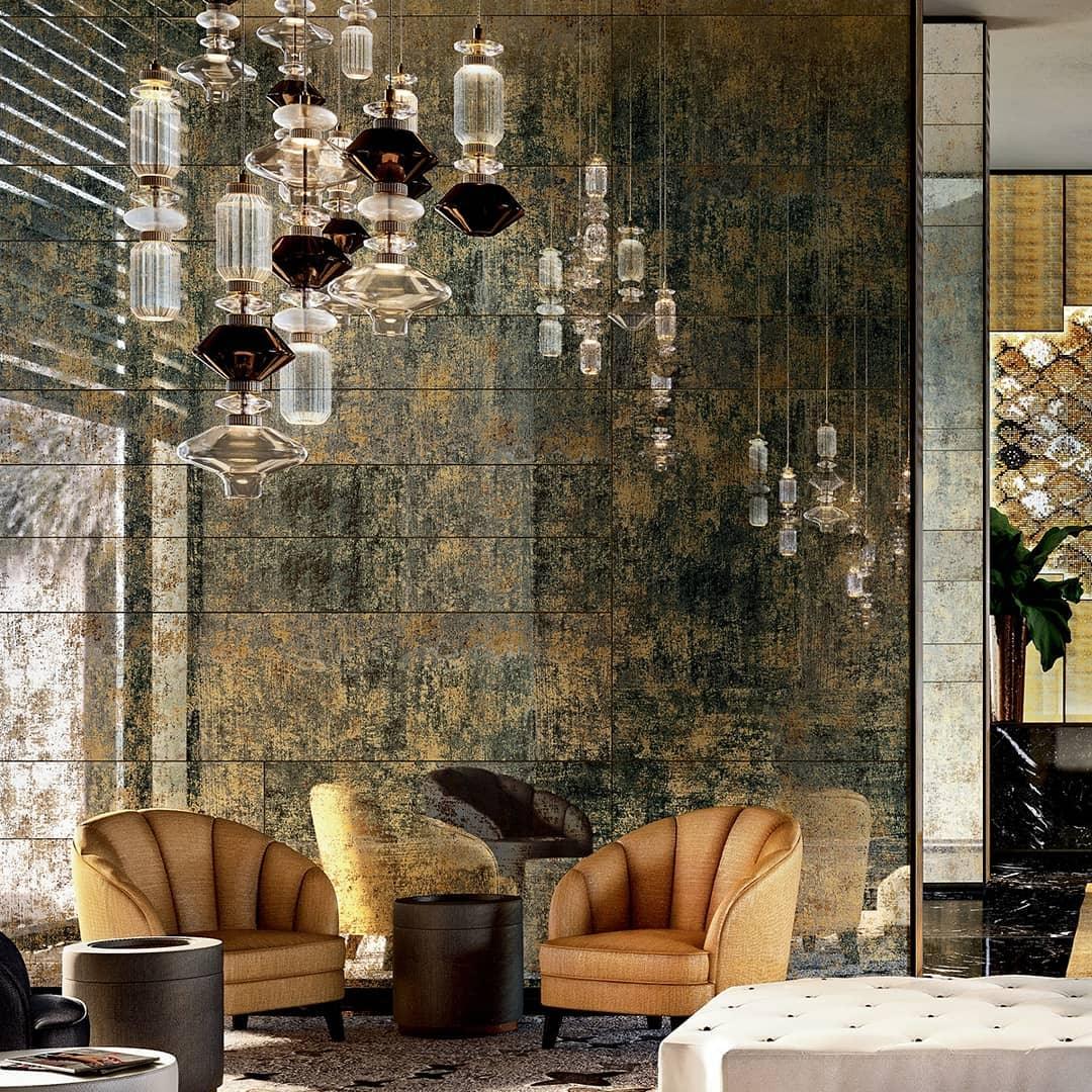 Minimalistische Ballett-Pendelleuchte - Eisen-Metall-Glas-Gold-Bernstein-Innenbeleuchtung