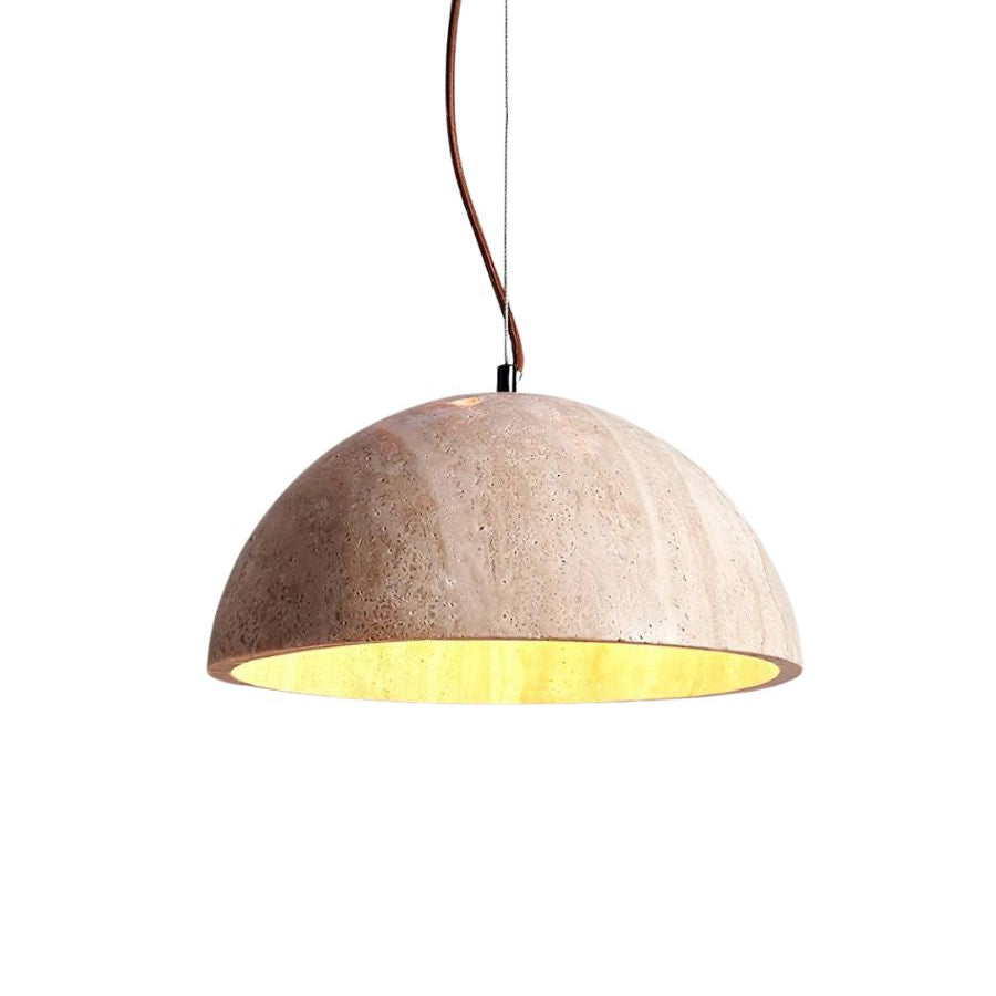 Modern Minimalist Travertine Hemisphere Pendant Lamp