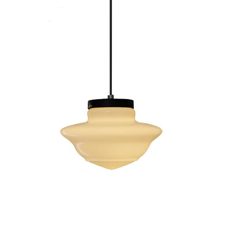 Art Deco Schulhaus Milchglas Pendelleuchte 1 Flammig