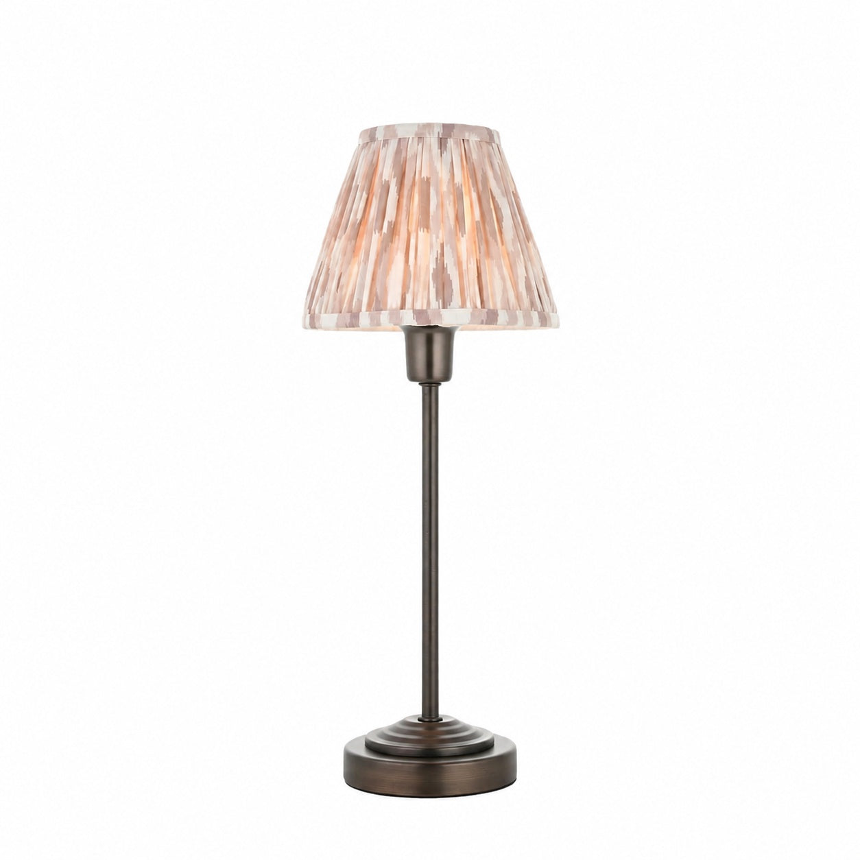 Bronzuno Tischleuchte mit gemustertem Stoff – Ausführung in Messing oder Bronze, modern-bohemischer Stil, ideal für Nachttisch und Wohnzimmer