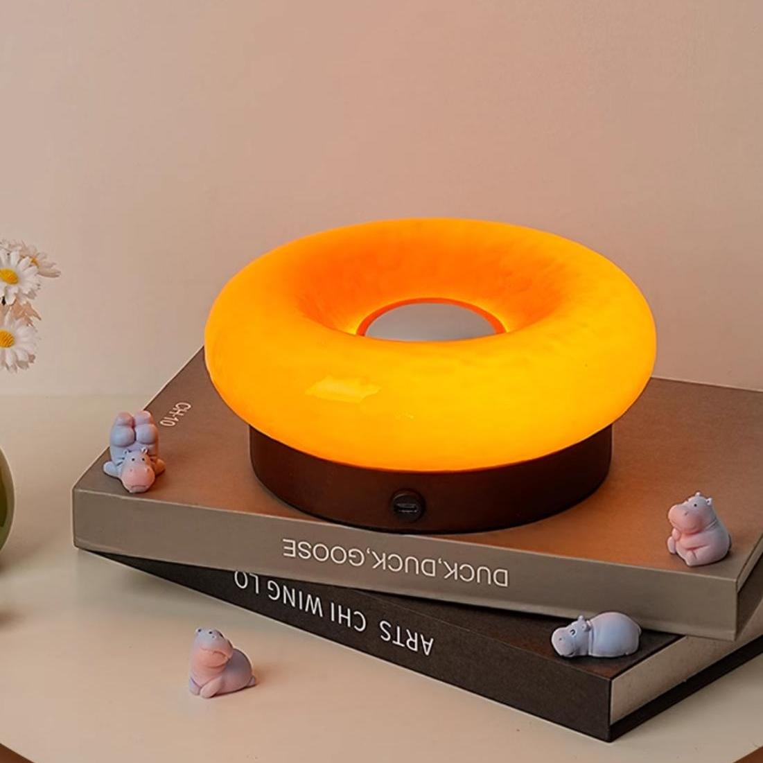 Tragbarer Bauhaus Donut Glas Touch Tischleuchte