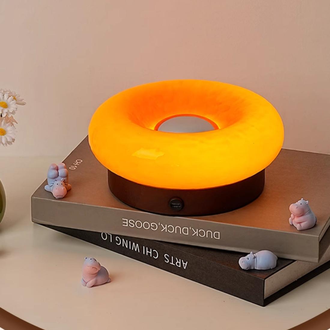 Tragbarer Bauhaus Donut Glas Touch Tischleuchte