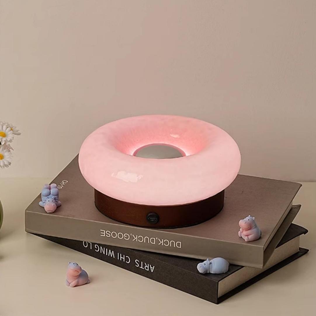 Tragbarer Bauhaus Donut Glas Touch Tischleuchte