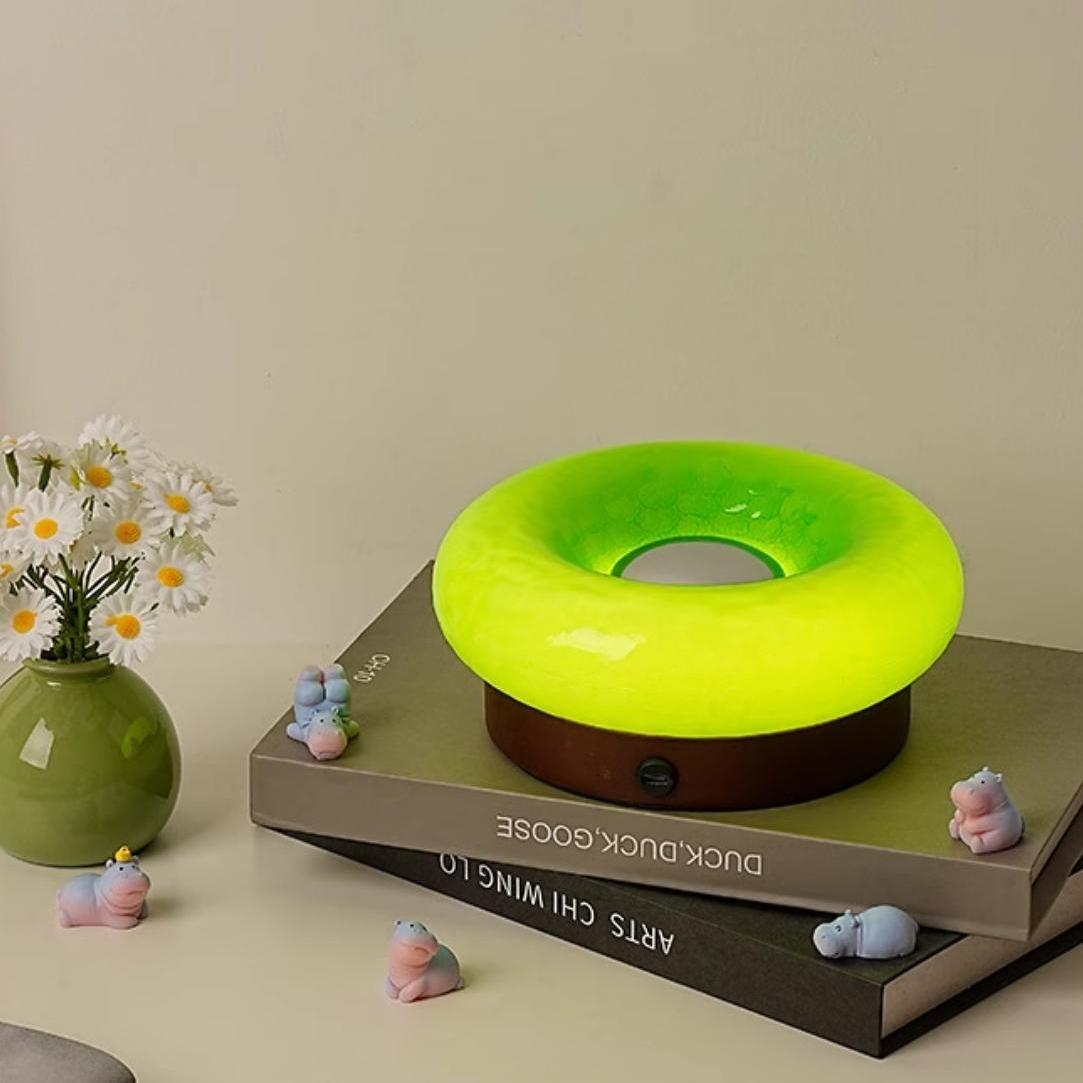 Tragbarer Bauhaus Donut Glas Touch Tischleuchte