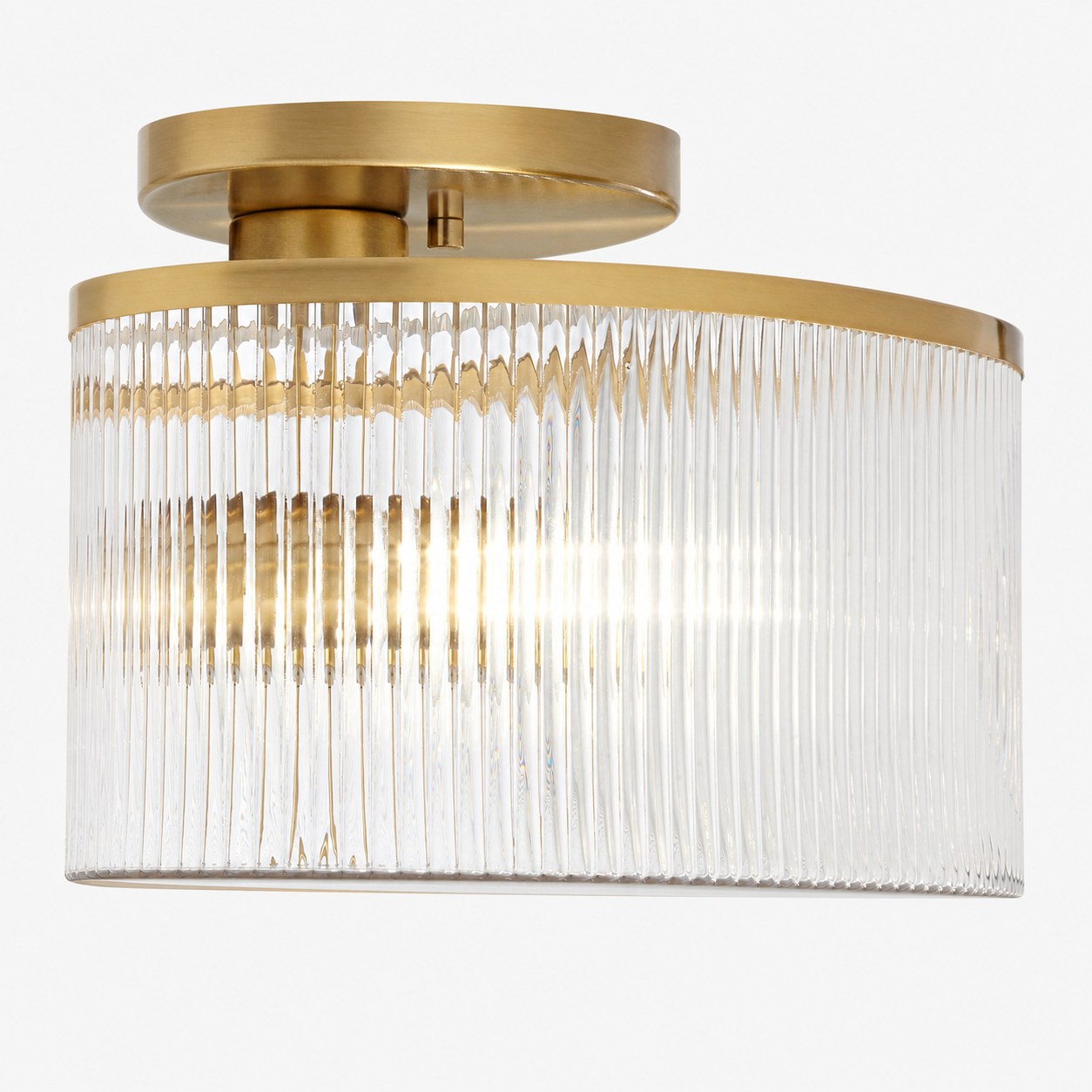 Trommelförmige Deckenlampe aus geripptem Glas – Vintage-Bauernhaus-Deckenleuchte