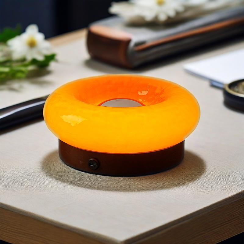 Tragbarer Bauhaus Donut Glas Touch Tischleuchte