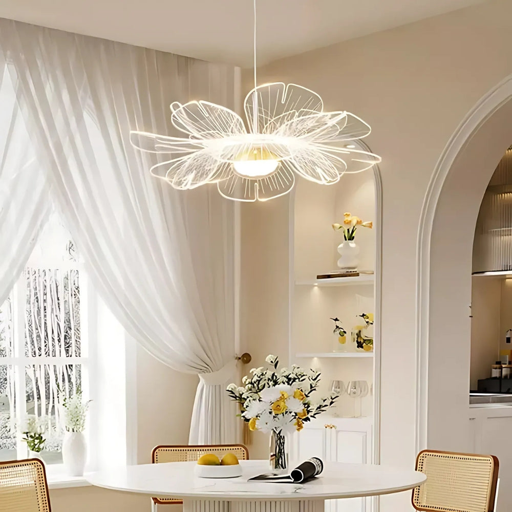 Moderne nordische Acryl Blumen LED Pendelleuchte