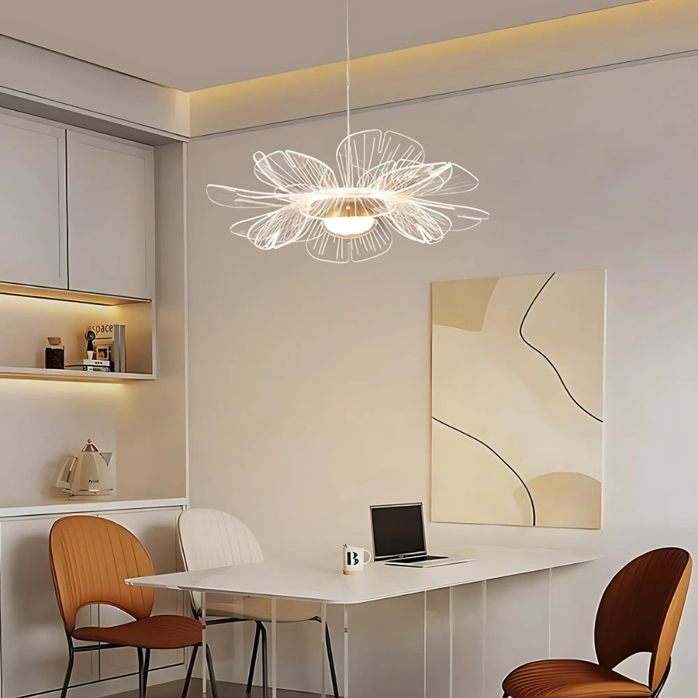 Moderne nordische Acryl Blumen LED Pendelleuchte