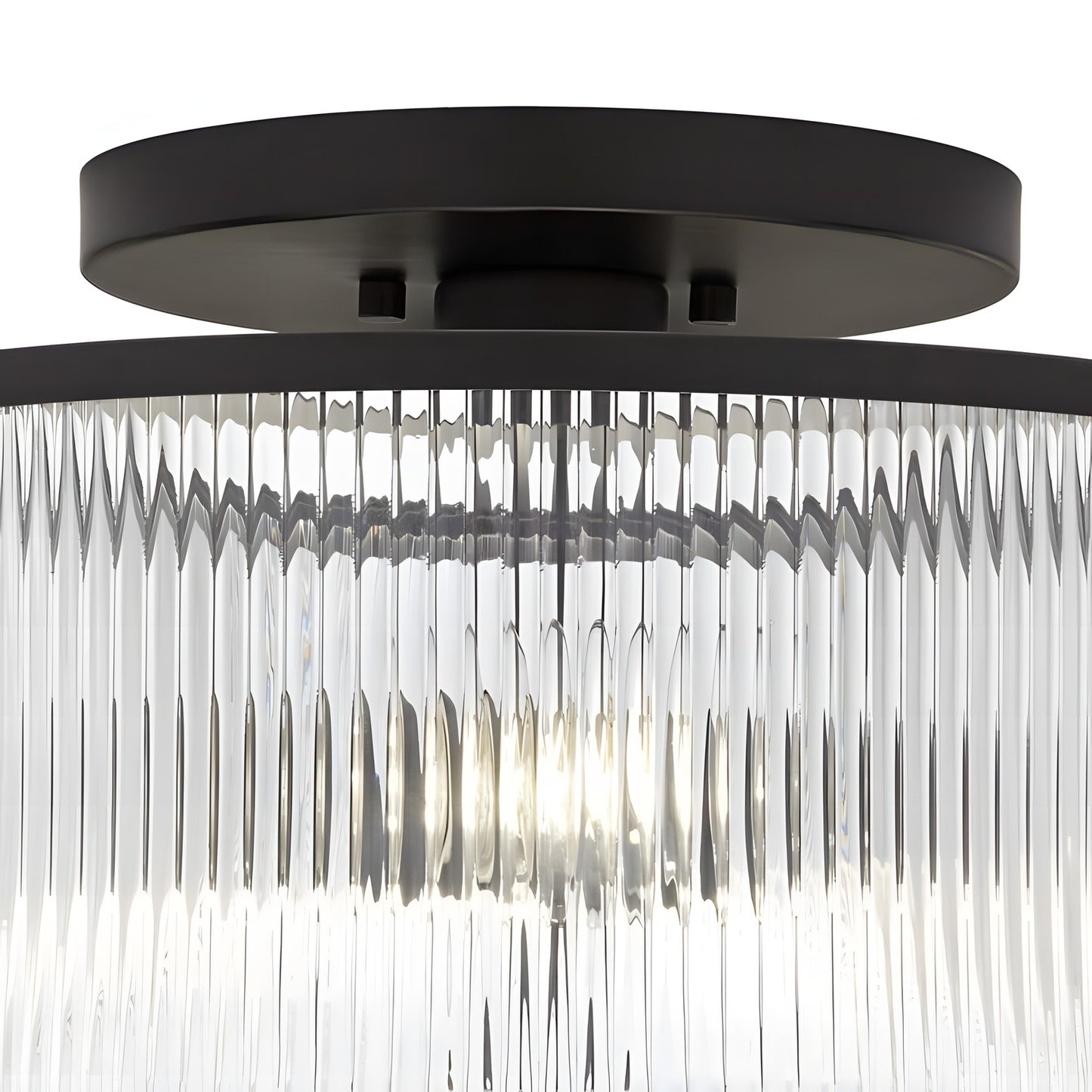 Retro Fluted Glass Drum Ceiling Light