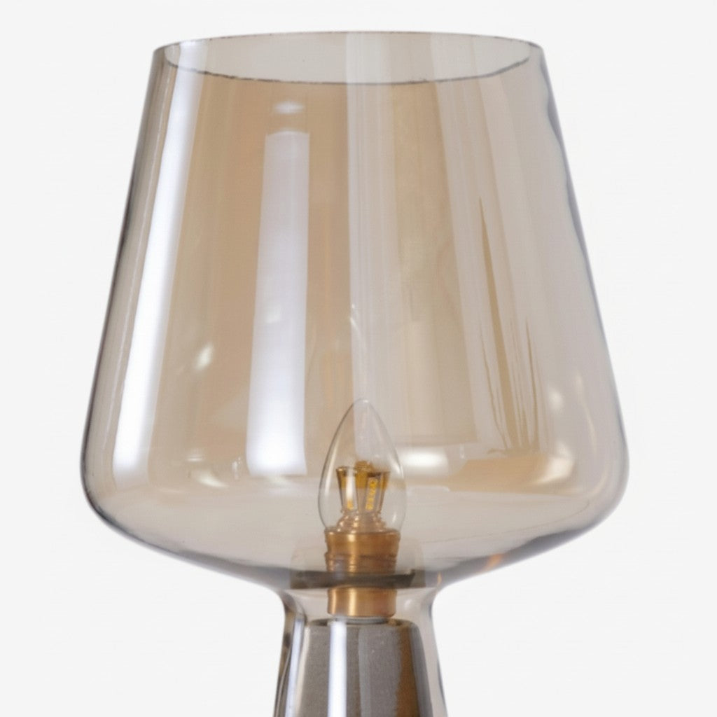Concretea Industrial Table Lamp - Hand Blown Glass Globe with Concrete Base for Living Room