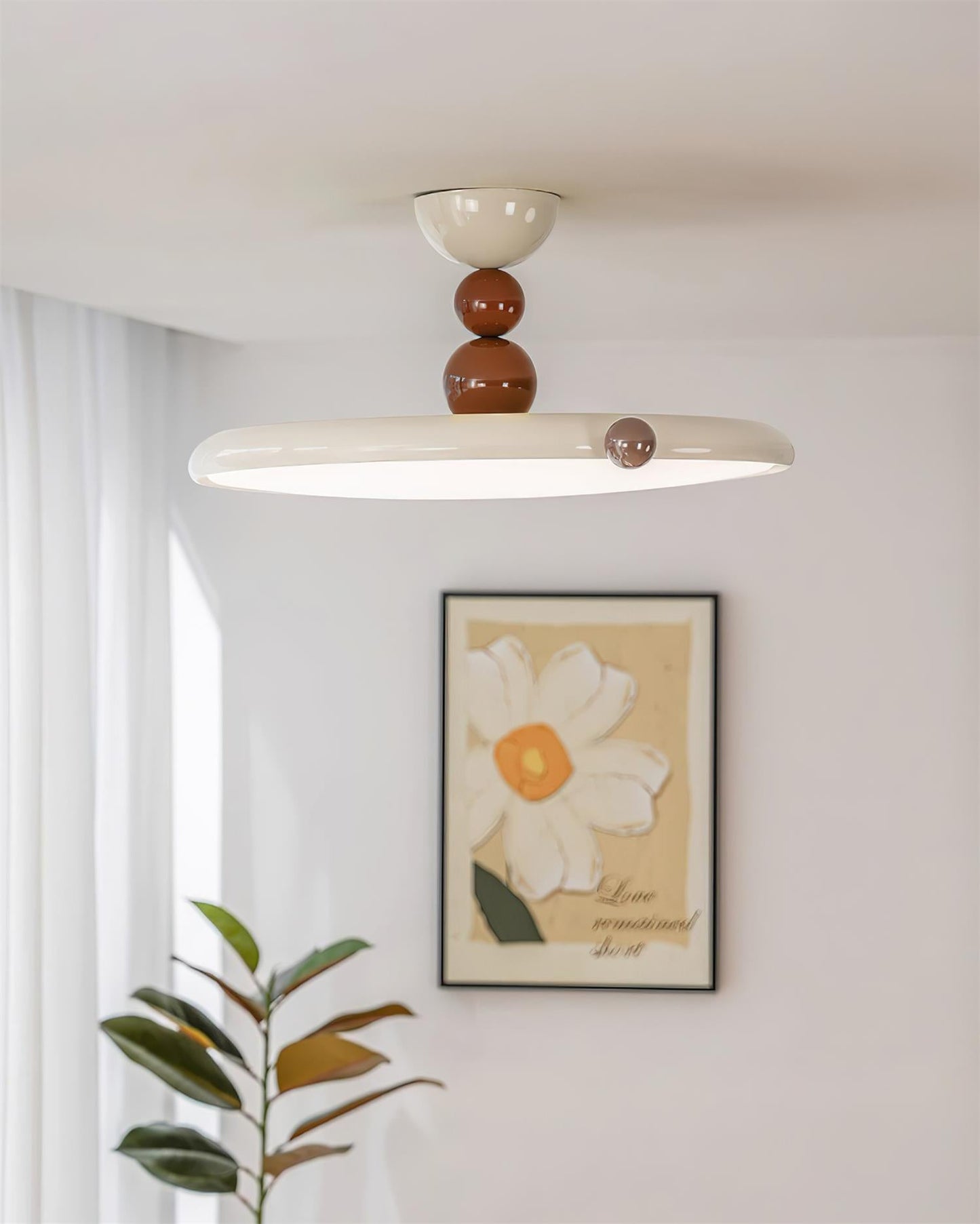 Beige Rund Retro Flush Mount Deckenleuchte