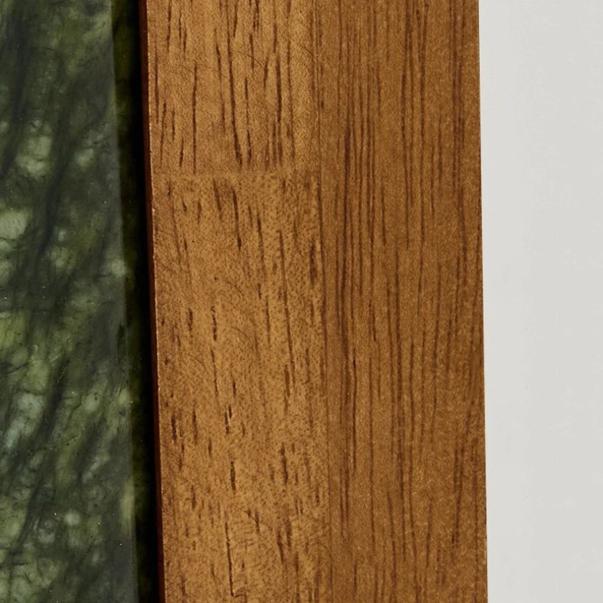 Green jade and wood back detail