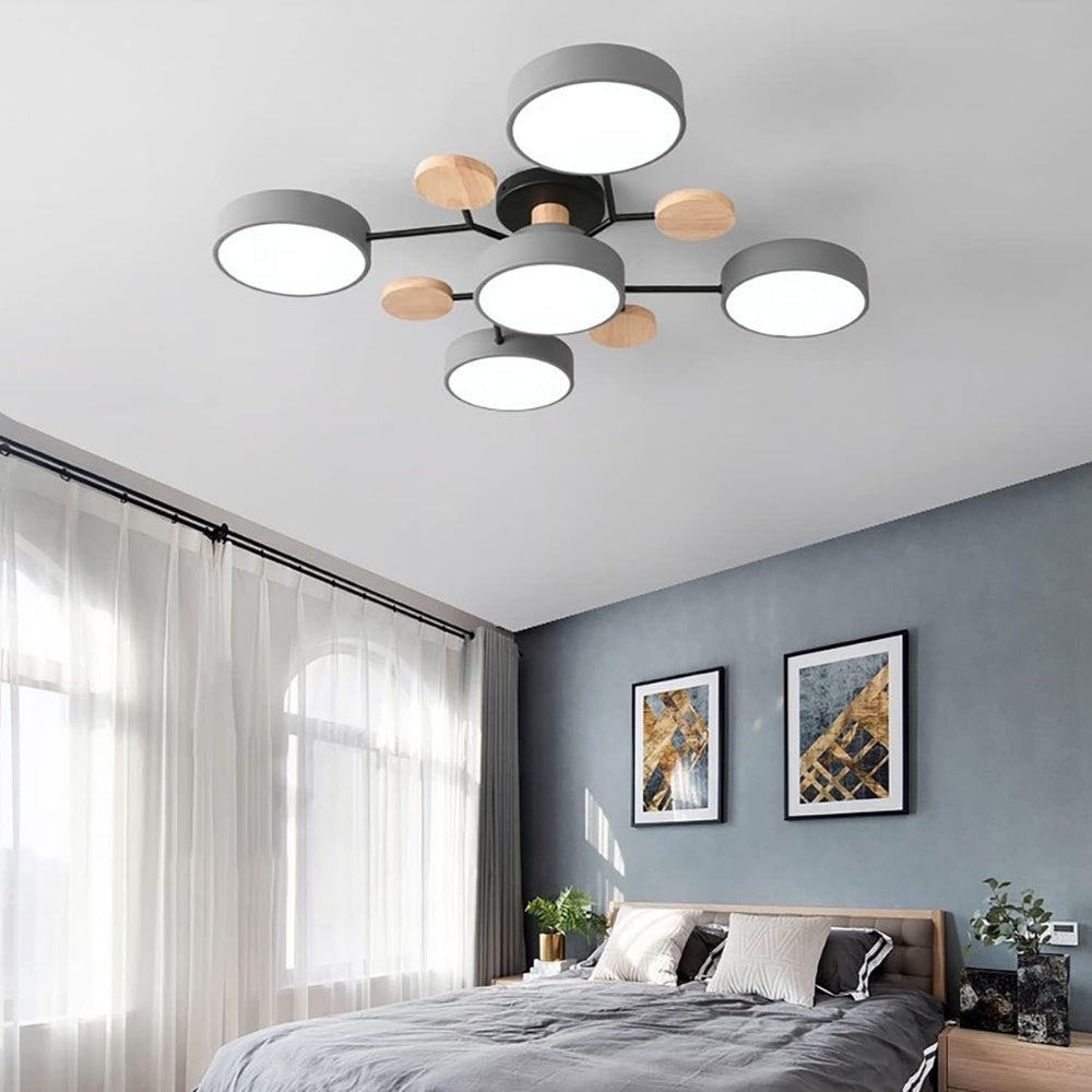 Multihead Disc Morandi Color Branch Ceiling Light