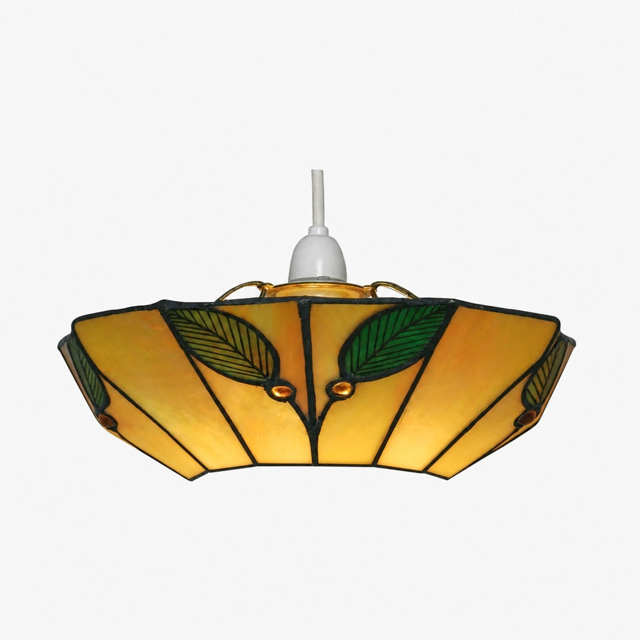 TF Harken Tiffany Style Leaf Pendant Shade Stained Glass Lamp Shade for Living Room and Bedroom