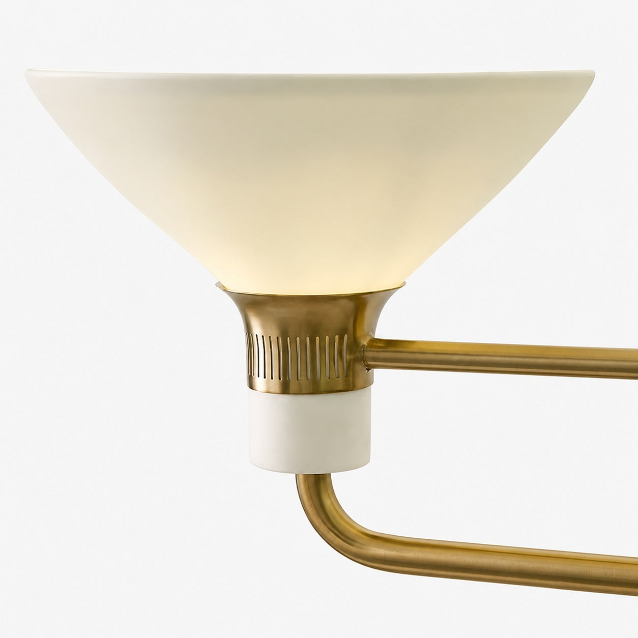 Calvor Linear Kronleuchter mit 2 Lichtern, Porzellanschirme und Bronze-Finish