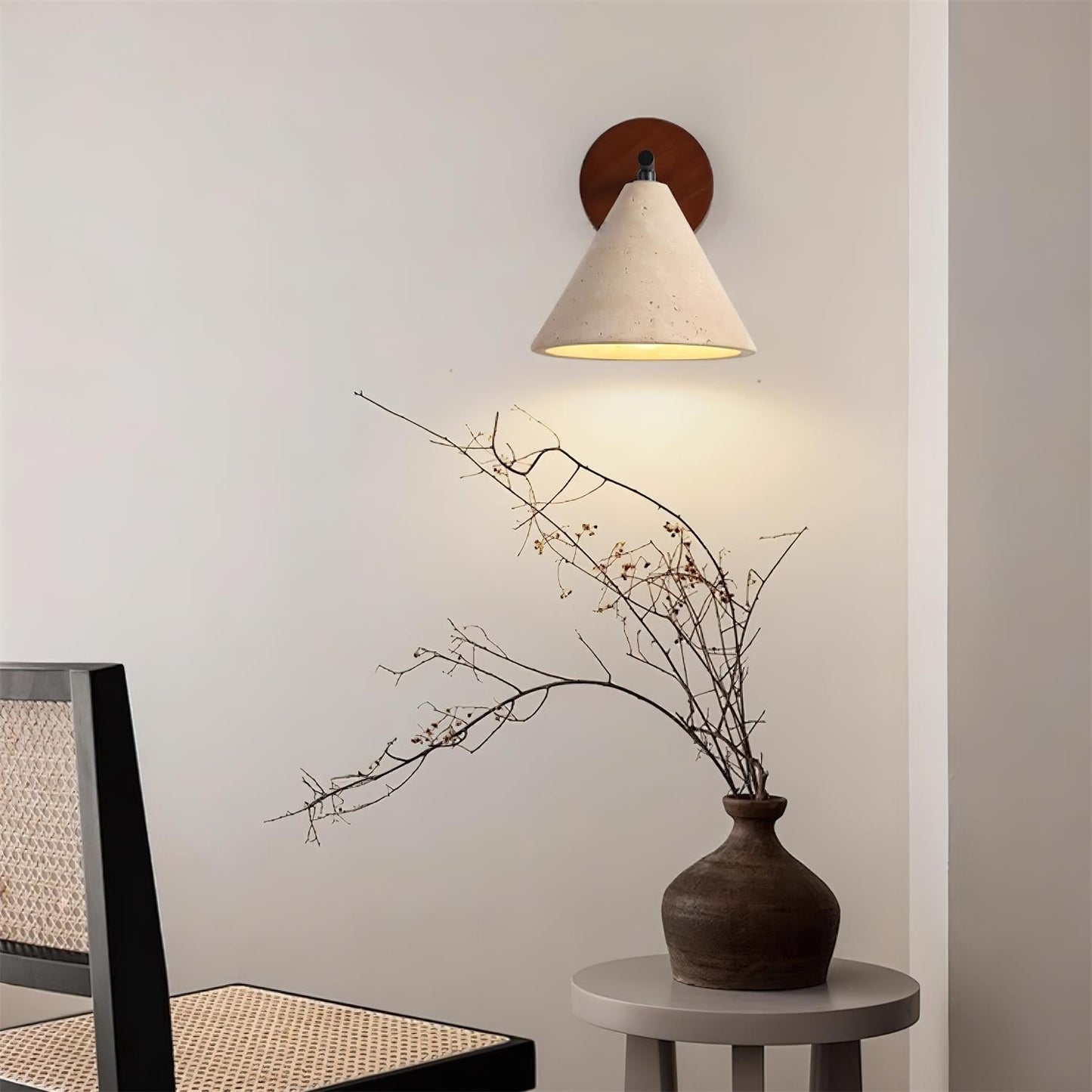 Vintage Cone Travertine Wall Lamp with E26 or E27 Socket