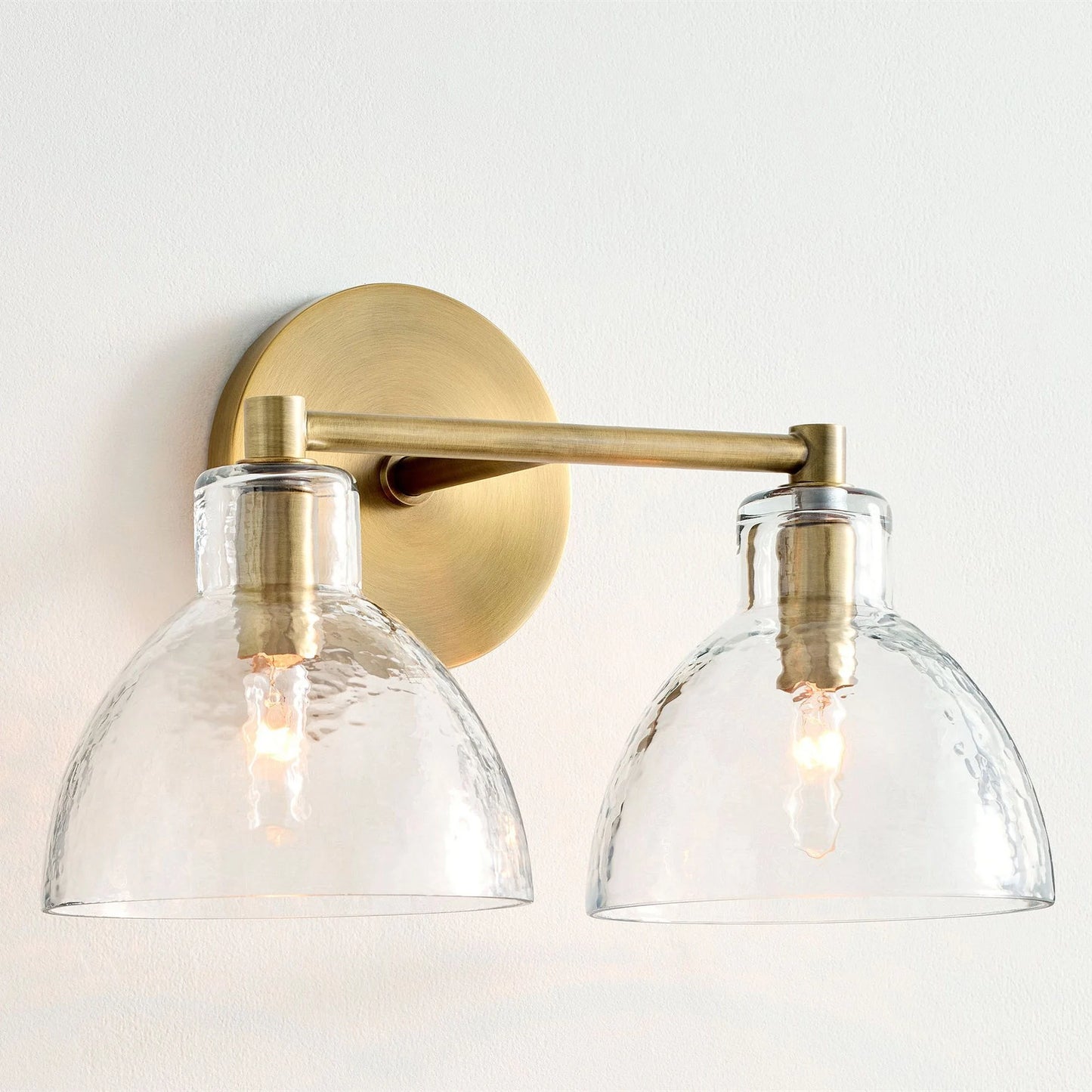 Glavira Recycled Glass Double Sconce - Indoor Brass Wall Lighting