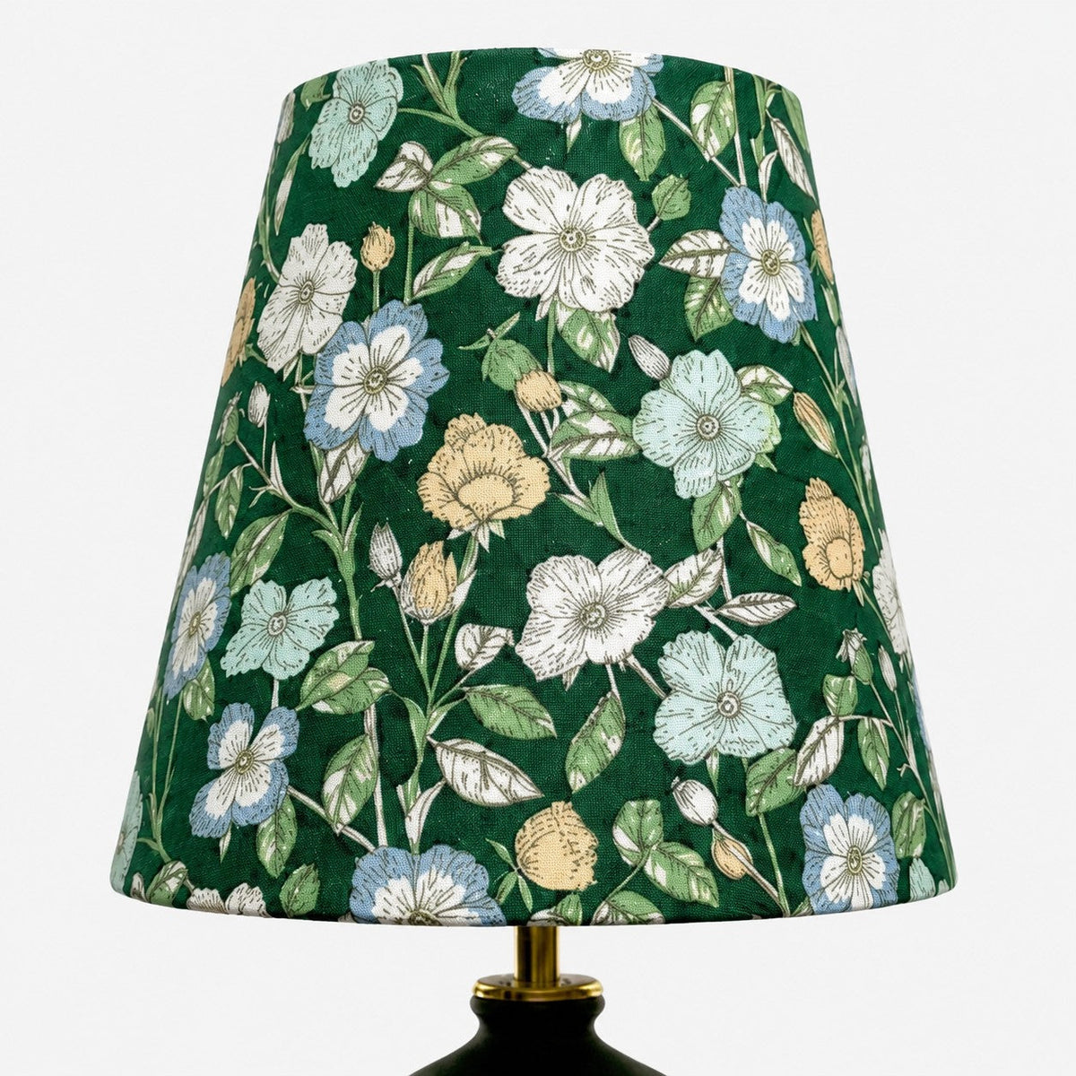 Green Floral Ceramic Table Lamp with Fabric Shade