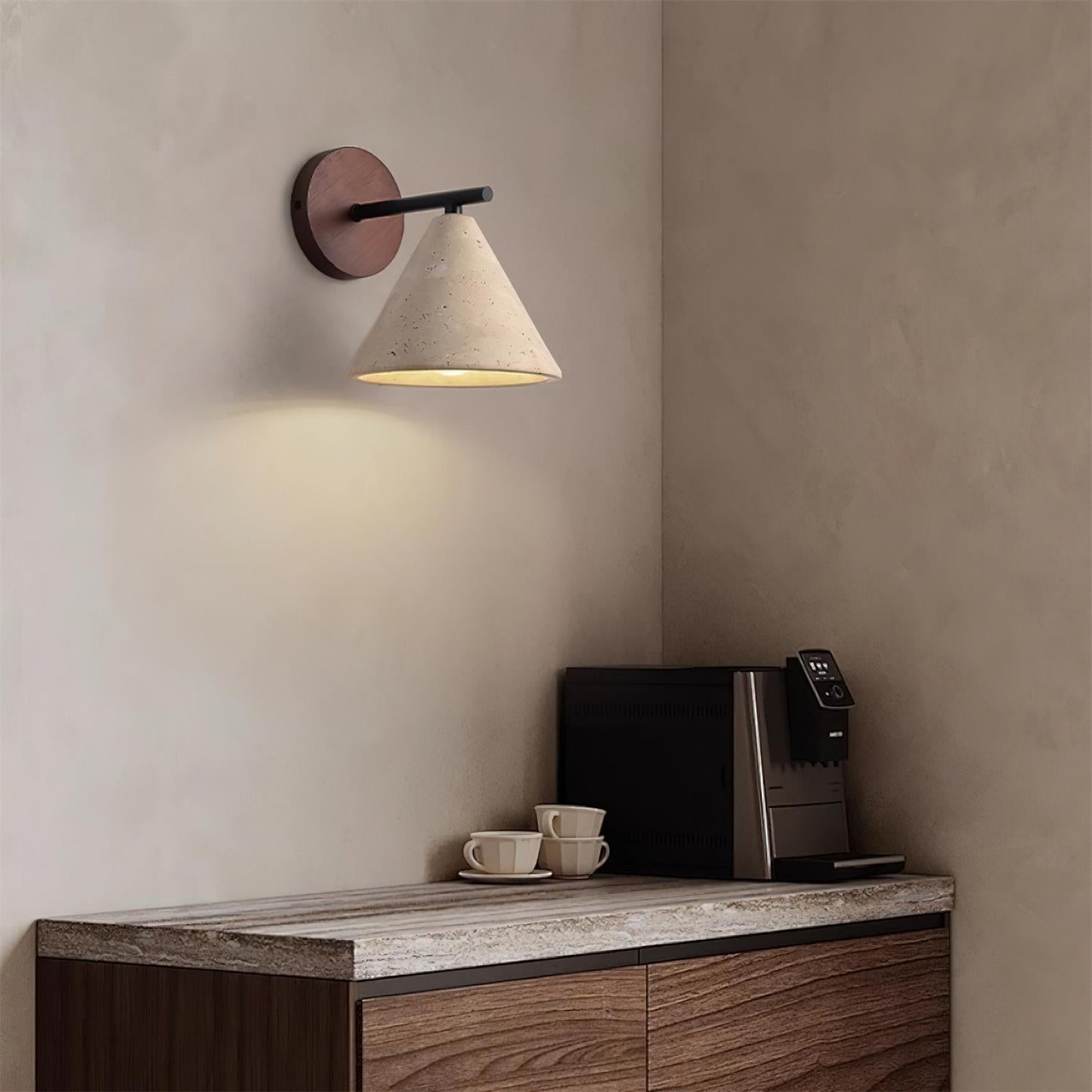 Vintage Cone Travertine Wall Lamp with E26 or E27 Socket