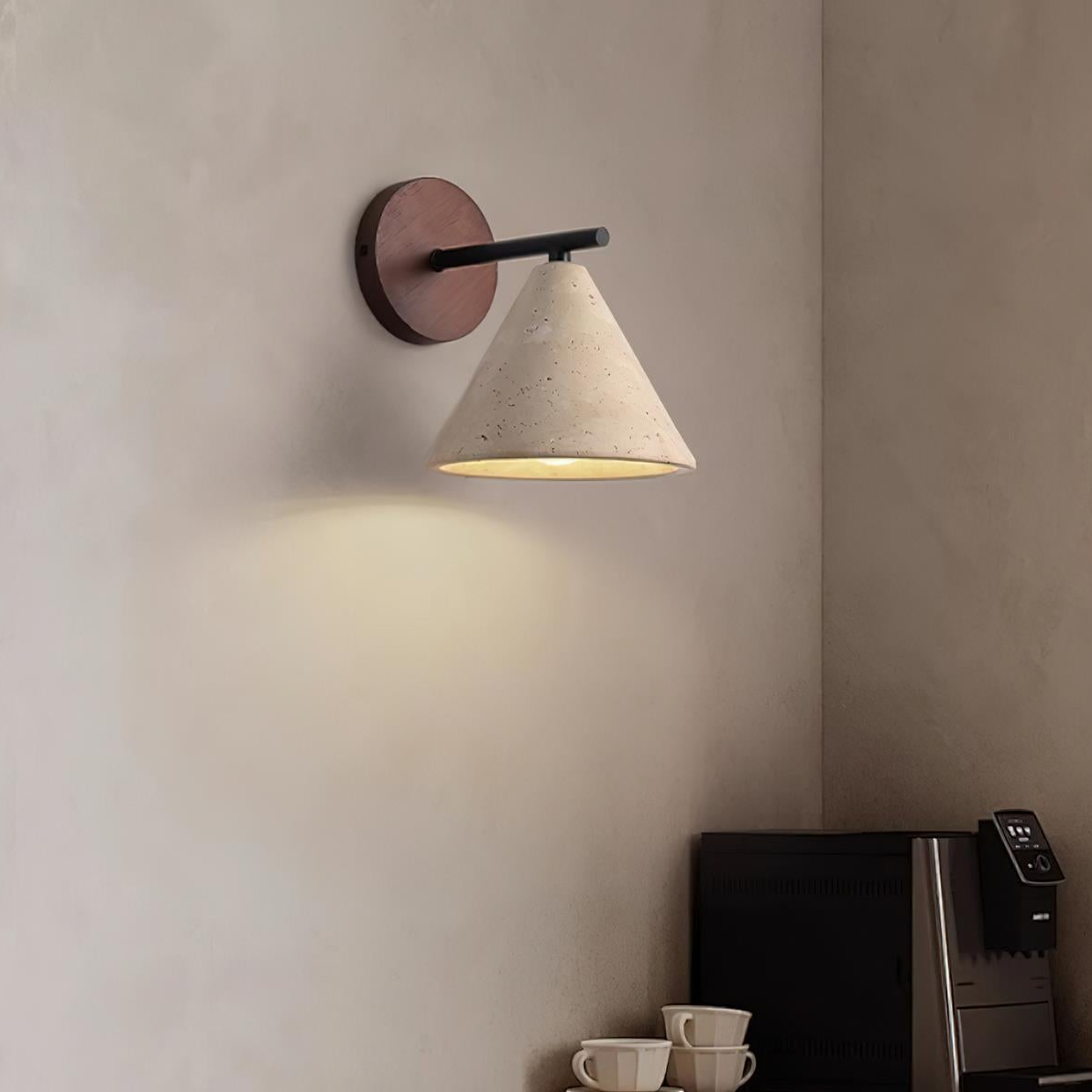 Vintage Cone Travertine Wall Lamp with E26 or E27 Socket