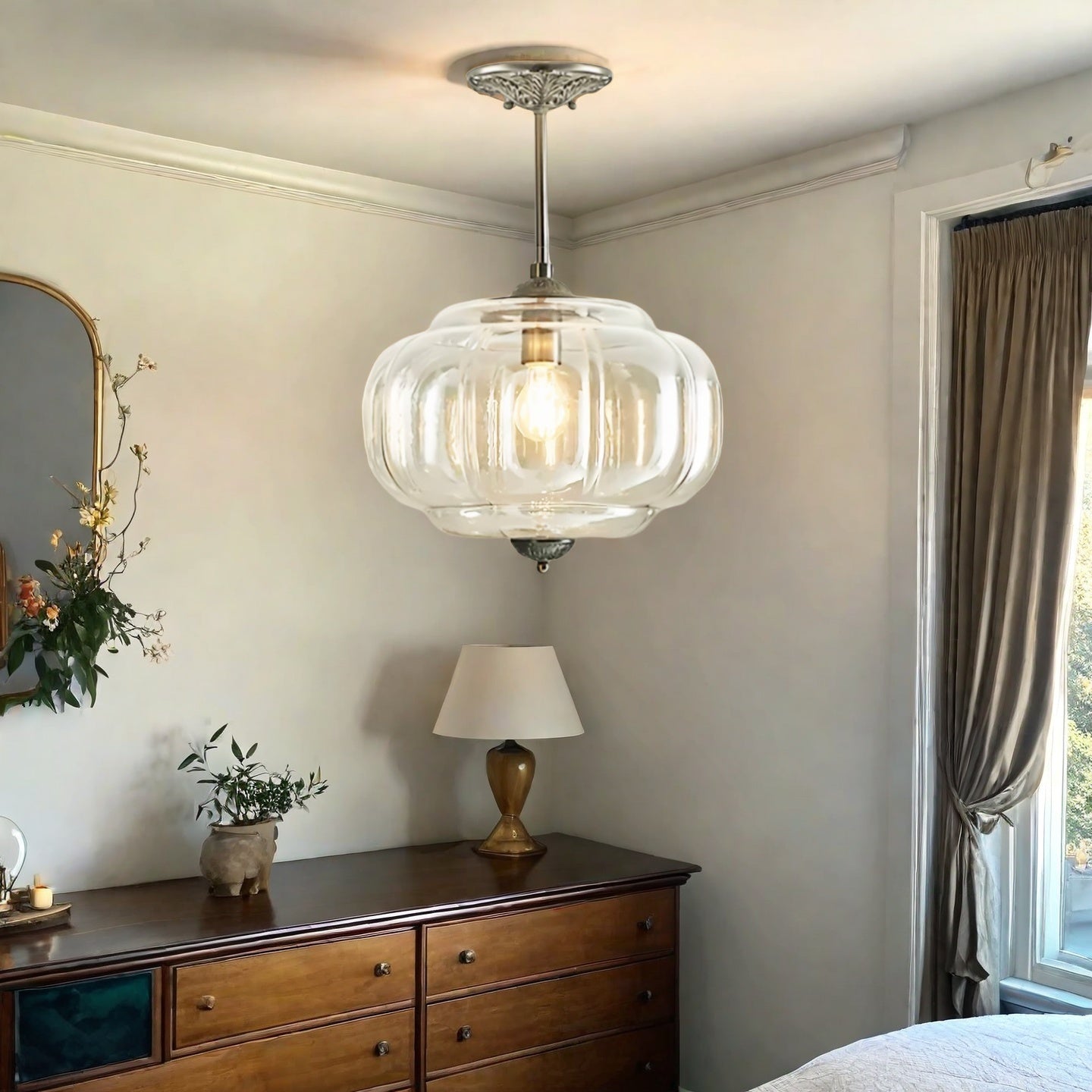 Eloise Pendelleuchte - Vintage Pendelleuchte Milchglas