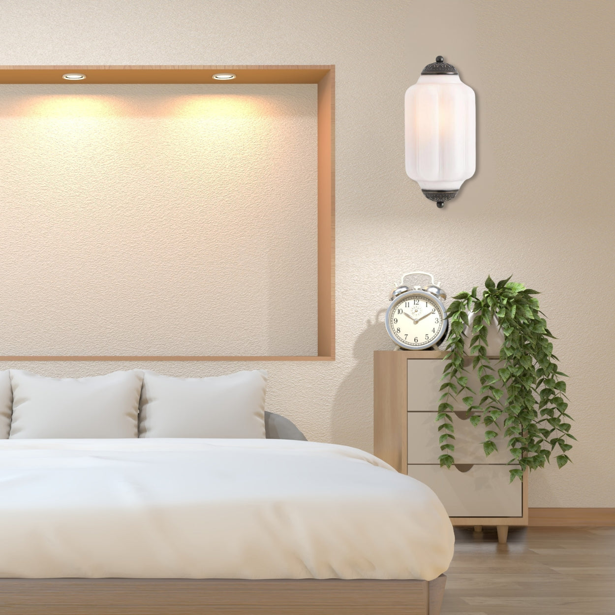 Eloise Flush Mount Wall Sconce - Retro Milk Glass Sconce
