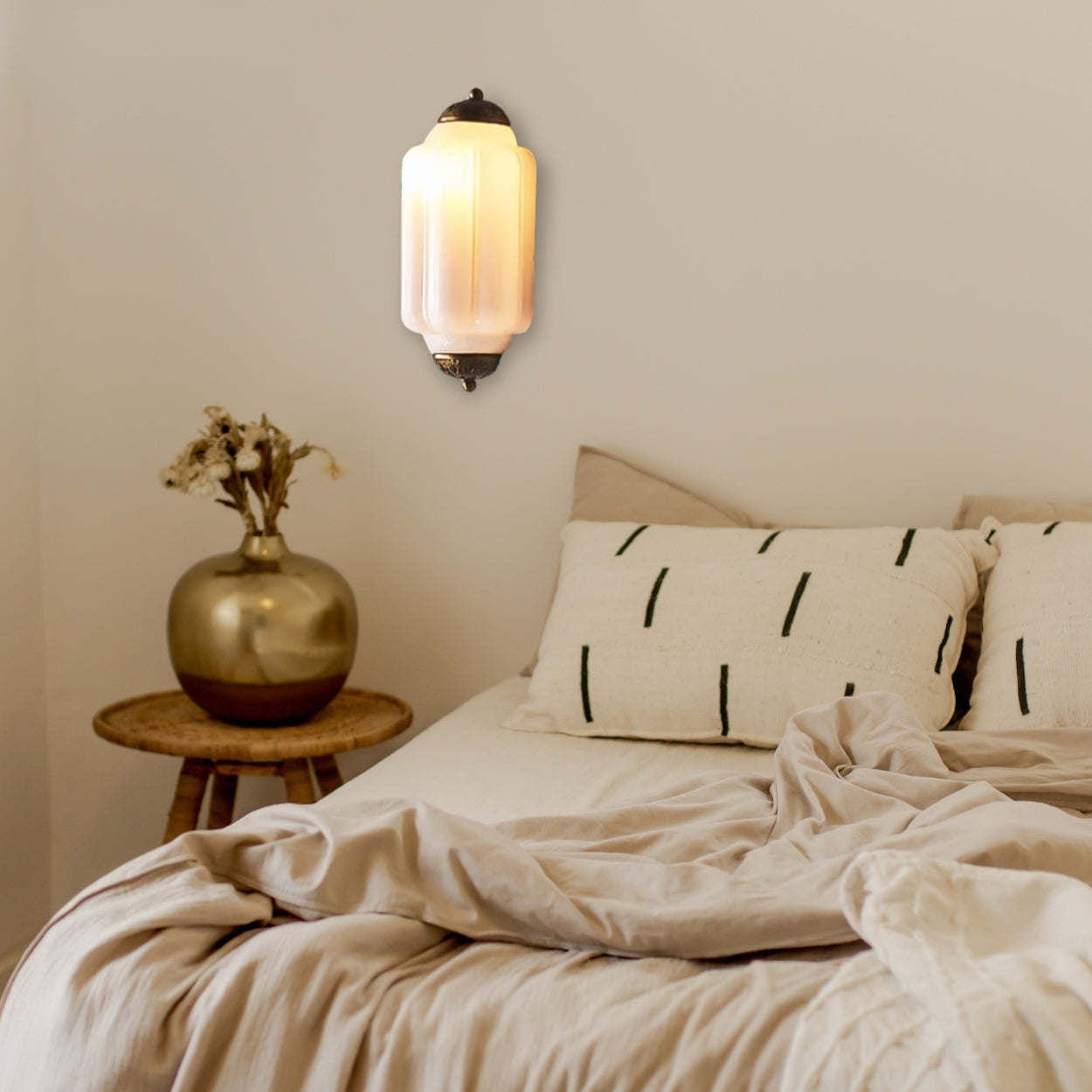 Eloise Flush Mount Wall Sconce - Retro Milk Glass Sconce